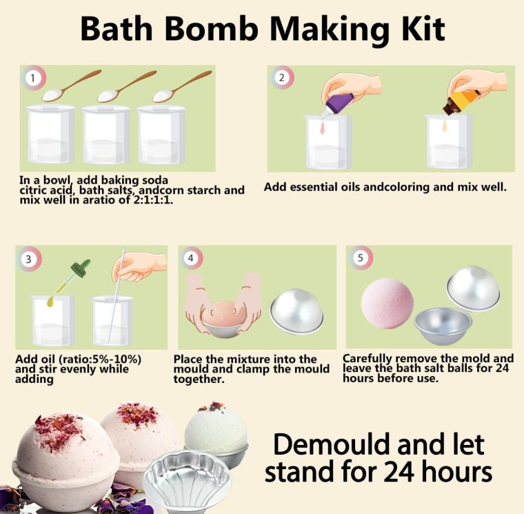Bath Bomb Making Kit- Make Your Own Spa Set, Shower Craft Kits with Bath Bomb Molds, Soap Making Kits, Beginner Bath Bomb Kit DIY Bath Bombs Kit for Making Supplies Gifts for Girls Women - Image 6