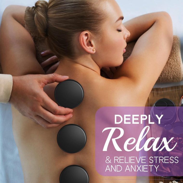 AICNLY 12 Pieces Hot Stone Massage Set-Professional Massage Tool for Spa, Cellulite Massage, Lymphatic Drainage, Relieve Tension and Muscle Pain, Basalt Rocks Premium Set - Image 3