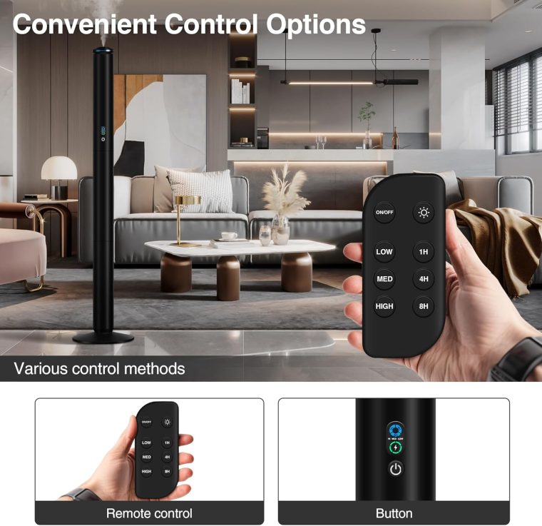 Waterless Scent Diffuser Starter Kit - 2000 Sq Ft Coverage, Luxury Hotel Scent Diffuser, Diffusers for Essential Oils Large Room, Included 5 Scent Oils, Remote Control, Black, 40In - Image 5