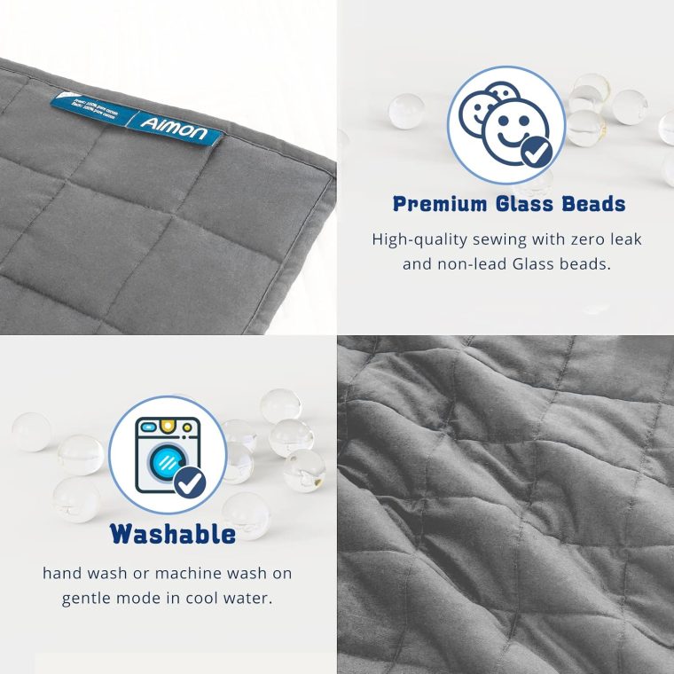 Aimon Weighted Blanket 3Lb, Dark Grey, Washable Breathable Weighted Blanket for Outdoors, Small Size, Soft and Calm with Glass Beads (20"*30", 3Lbs) - Image 4