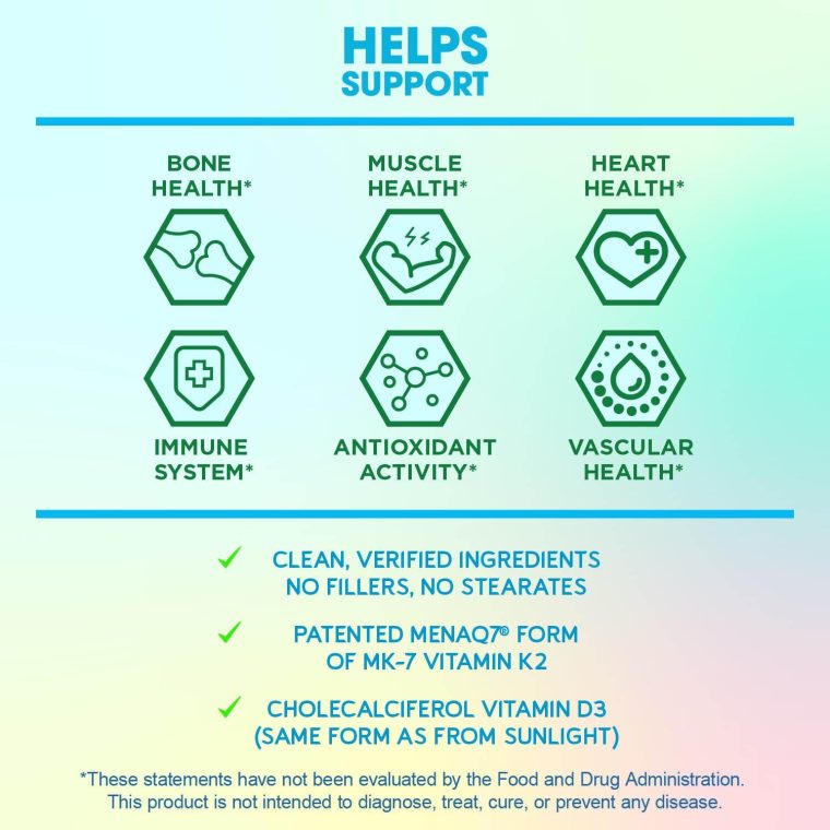 BioEmblem Vitamin D3 K2 Capsules (5000IU and 200mcg) - Patented MK7 and MK4 for 3-in-1 Complex Support - Vegetarian Vitamin D K2 Supplement for Teeth, Heart, Immune System - Non-GMO, 90 Caps - Image 5