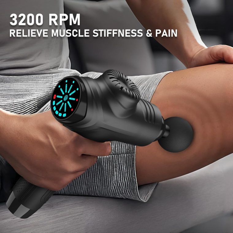 RAEMAO Massage Gun, Handheld Electric Deep Tissue Muscle Massager for Athletes for Pain Relief Attaching 8 Replacement Heads, Percussion Massager with 10 Speeds, Father's Day Gifts, Black - Image 6