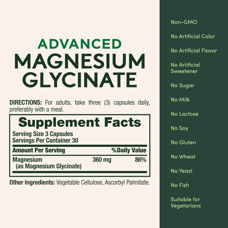 Nature's Bounty Calm Magnesium Glycinate Supplement - High Absorption Magnesium for Relaxed Mood, Heart & Bone Health, 90 Capsules - Image 5