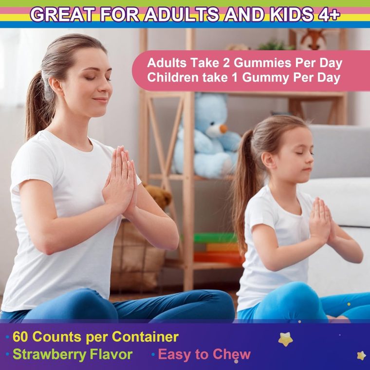 Magnesium Glycinate Gummies for Adults & Kids 4+, Sugar Free Magnesium Bisglycinate Supplement 400/200mg with B6D3, 5HTP, L-Theanine for Sleep & Relaxation, Brain, Muscle, Melatonin Free Gummies,2Pack - Image 7