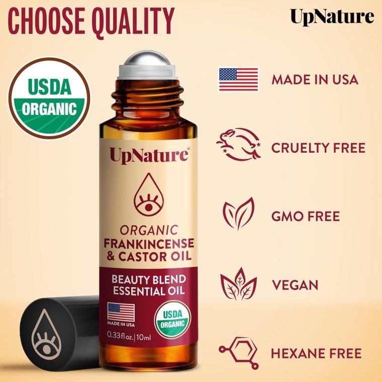 UpNature Organic Castor Oil and Frankincense Roll On – 100% Pure Hexane Free Castor Oil & Frankincense Under Eye Roller for Face - Wrinkles Dark Circles Beauty Rollerball - Image 6