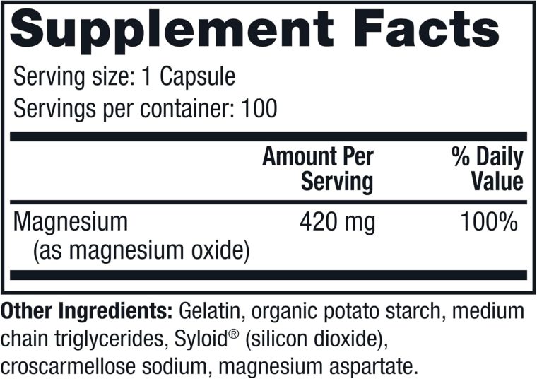 Twinlab Magnesium Caps - High Absorption Magnesium Supplement to Support Leg Cramps Relief - Magnesium Capsules for Stress Relief, 420 mg, 100 Count, 2 Pack - Image 2