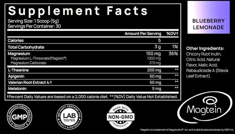 Triple Sleep Magnesium L-Threonate Powder w. Apigenin, L-Theanine + Melatonin - Magtein Magnesium L Threonate Supplement - High Strength Magnesium for Deep Sleep & Calm Natural Sleep Aid for Adults - Image 2