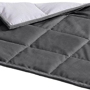 Calming Acupressure Cooling Reversible Weighted Lap Blanket with Glass Beads, 5 Pounds, Charcoal