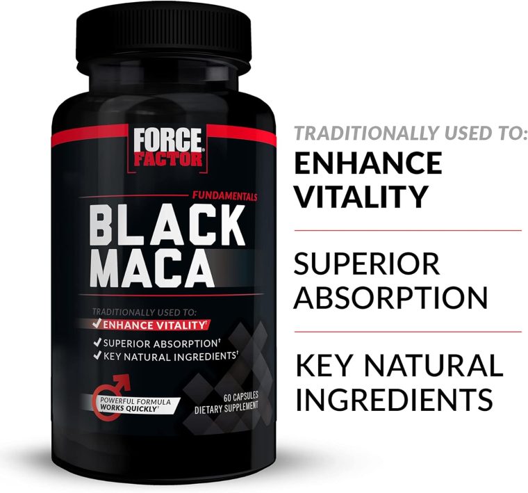 Force Factor Black Maca Root Vitality Supplement for Men with Superior Absorption and Power, Natural Maca Negra Extract, Fundamentals Series, 1000mg, 60 Capsules (Pack of 3) - Image 2