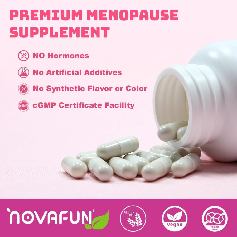 Menopause Relief Capsules for Women, Novasoy Soy Isoflavone, Black Cohosh, Passion Flower, Vitex, Vitamin B6, Vitamin B12, Magnesium, 60 Count - Image 5