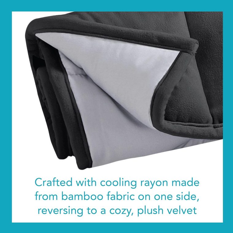 Calming Acupressure Cooling Reversible Weighted Lap Blanket with Glass Beads, 5 Pounds, Charcoal - Image 6