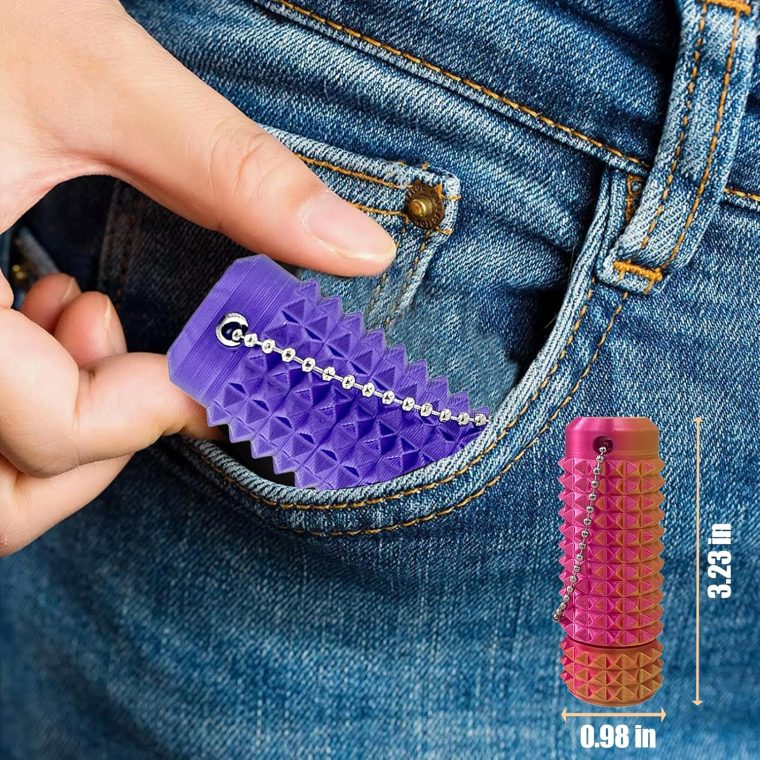 2Pcs Upgrade Little Pain Ouchies Pain Stim Fidget, 3D Printed Fidget Toys Anxiety Relief Items, Rotatable Grippie Stim Keychain, Stim Toys for Autistic Adults, Hard Spiky Sensory Toys, Novelty Gifts - Image 4