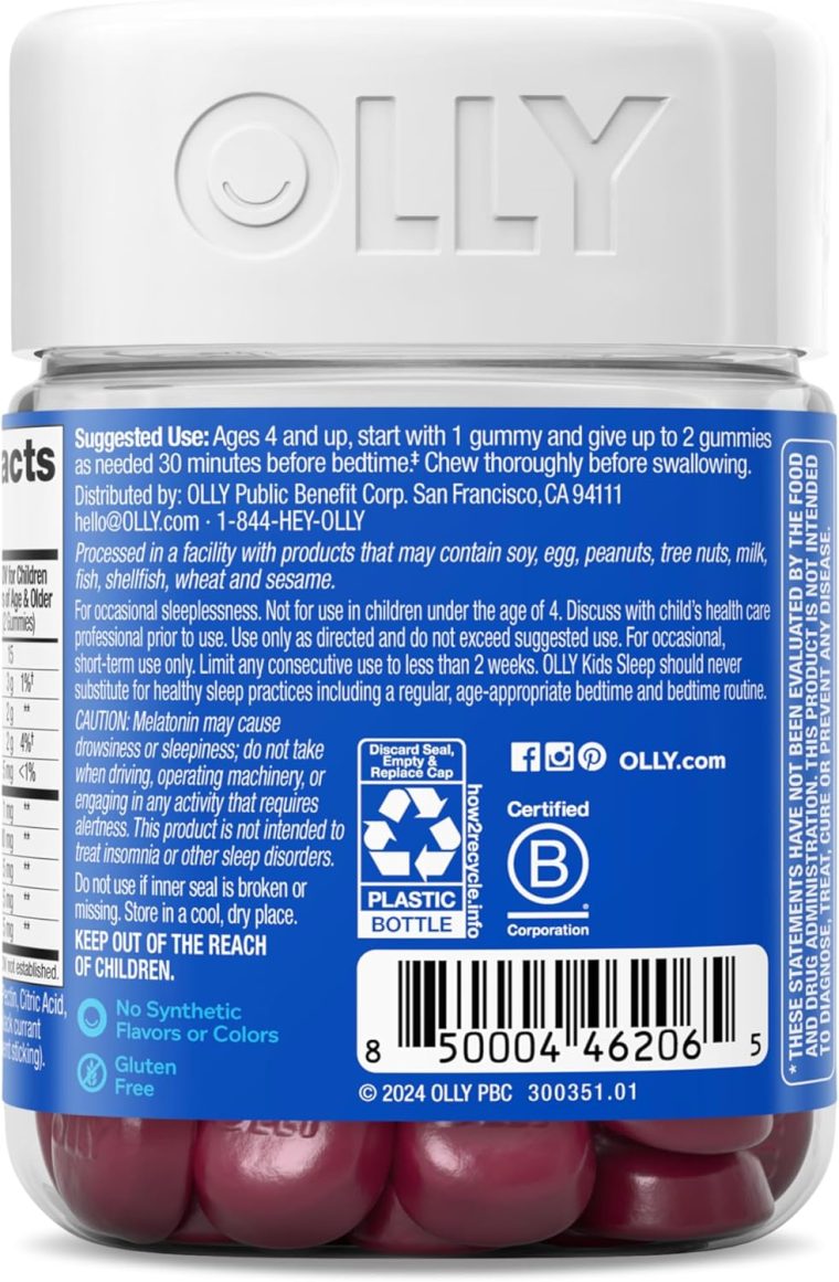 OLLY Kids Sleep Gummy, 0.5mg Melatonin, L Theanine, Chamomile, and Lemon Balm, Childrens Chewable Supplement, Raspberry - 50 Count - Image 9