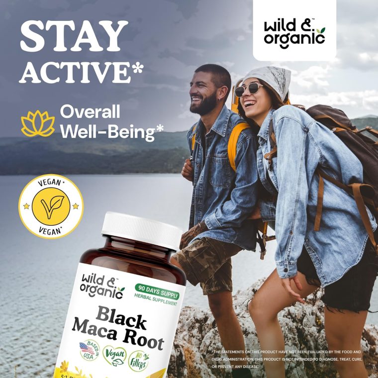 Wild & Organic Black Maca Root Capsules for Men & Women 500 mg - Maca Root Extract for Overall Support - 90 Vegan Capsules - Women & Men Supplement - 90 Days Supply - Non-GMO, No Fillers, Gluten-Free - Image 2