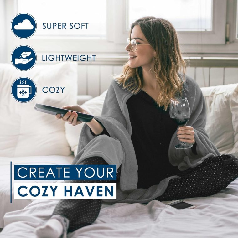 Twin Size Fleece Bed Blanket | Comfy Supersoft Fleece Blanket – All-Season Light Weight Throw Blanket | Luxuriously Soft | Throw Blanket for Couch and Sofa | Machine Wash | Gray - Image 3