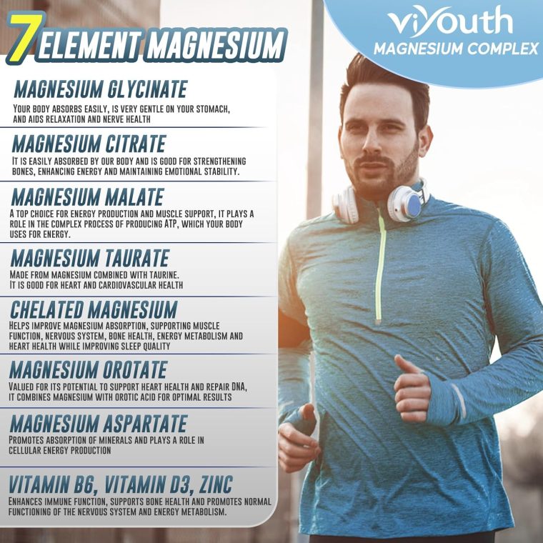 Glycinate Supplement, Magnesium 7 Complex Advanced with Citrate Malate Chelate Taurate Orotate Aspartate, Capsules with Zinc, Vitamin D3 & B6 for Sleep, Muscle Relief, 60 Capsules - Image 3