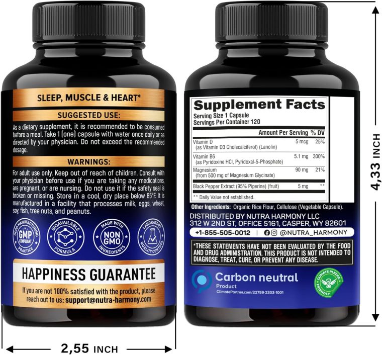 Magnesium Glycinate 500 mg - Chelated Supplement - 98% High Absorption - Sleep, Muscle & Heart Health Support - Made in USA - Lab Tested & Non-GMO - 120 Capsules - Image 2