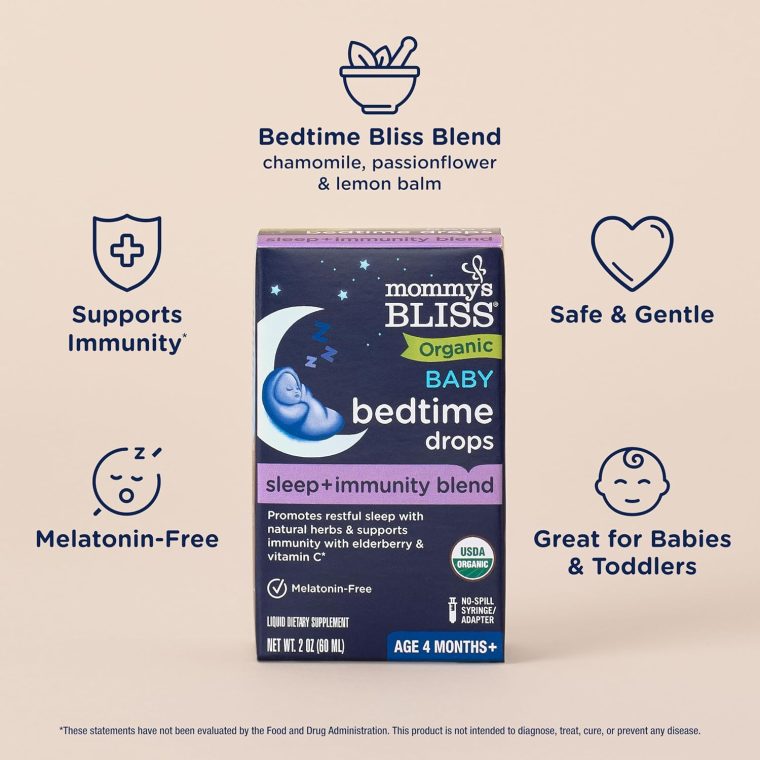 Mommy's Bliss Organic Baby Bedtime Drops + Overnight Immunity Support*, Promotes Restful Night, Melatonin Free, Age 4 Month+, 2 Fl Oz - Image 3