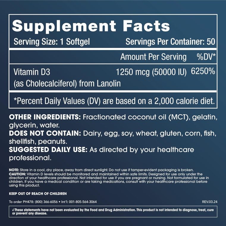 ProHealth Vitamin D3 50,000 (50,000 IU, 50 softgels) Helps Boost and Support Healthy Bones and The Immune System | Gluten Free - Image 5