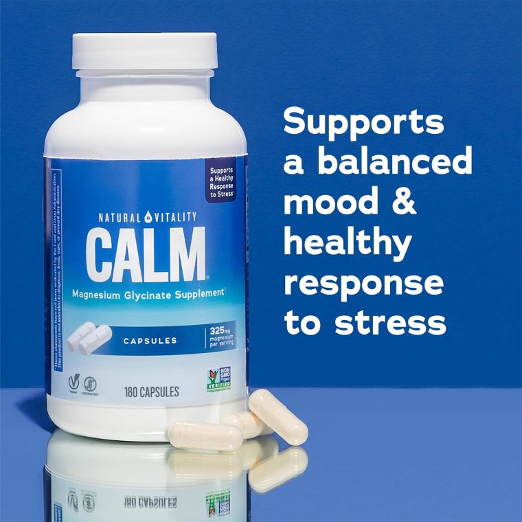 Natural Vitality Calm, Magnesium Glycinate Supports Bone, Muscle, Heart, & Nerve Health, Non-GMO, Vegan, Gluten Free 180ct - Image 3