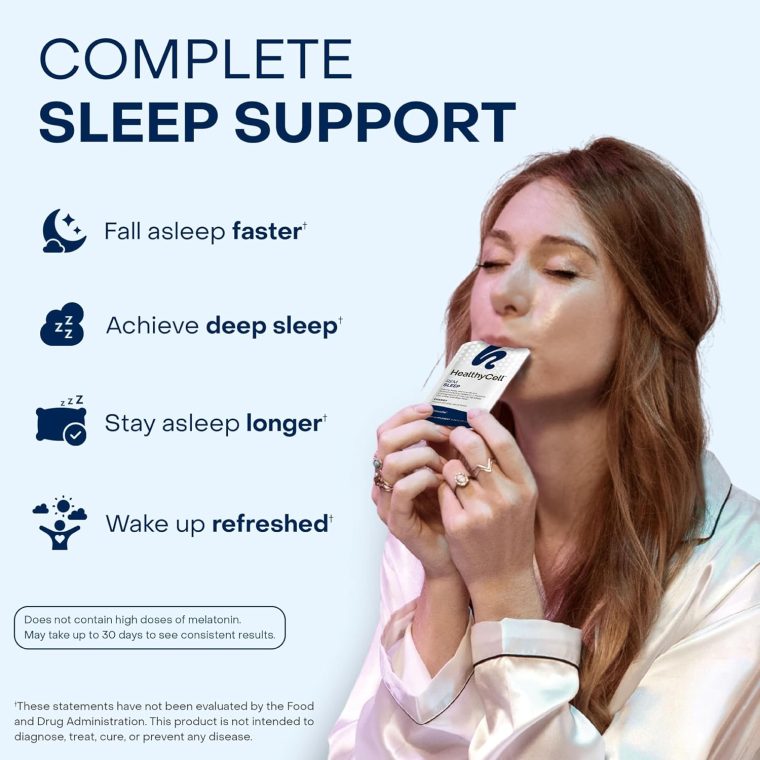 Healthycell REM Sleep Aid Supplement for Adults - Liquid Gel Extra Strength Sleep Supplement with Melatonin, Magnesium, L-Theanine, GABA & Natural Calming Herbs - 30 Gel Packs, Cherry Flavored - Image 2