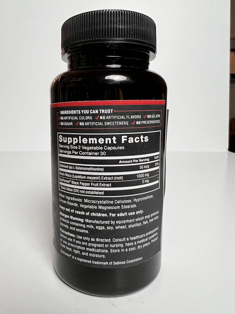 Force Factor Black Maca Root Vitality Supplement for Men with Superior Absorption and Power, Natural Maca Negra Extract, Fundamentals Series, 1000mg, 60 Capsules (Pack of 3) - Image 11