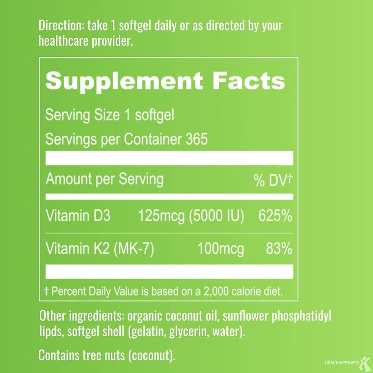 UpNourish Liposomal D3 & K2 MK-7, Advanced Absorption for Optimal Bone and Immune Health, Supplies 5000 IU 125 mcg Vitamin D3 and 100 mcg Vitamin k2 with Organic Coconut Oil, 365 Mini softgels - Image 5