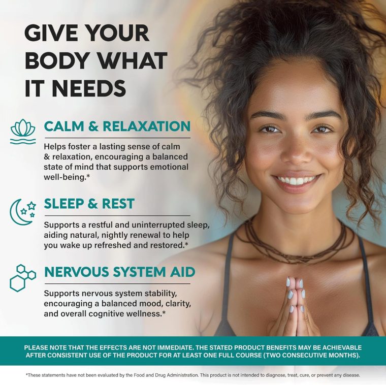 GABA L-Theanine 900 mg - Made in USA - Magnesium | Vitamin B6 - Calm, Sleep, Relaxation & Mood Support - 750 mg Gamma AminoButyric Acid, 150 mg L-Theanine - Non-Habit Forming, Vegan - 120 Capsules - Image 3