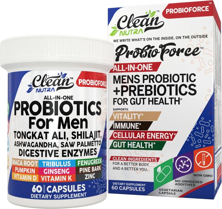 Clean Nutra Probiotics for Men | Tongkat Ali, Saw Palmetto, Tribulus, Ginseng, Ashwagandha, Maca, Pumpkin, Gingko Biloba, Pine Bark, Fenugreek, Shilajit, Zinc - Mens Probiotic 60 Capsules - Image 8