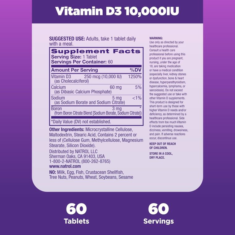Natrol Vitamin D3 10,000 IU Tablets, Support Your Immune Health, 60 Count - Image 7