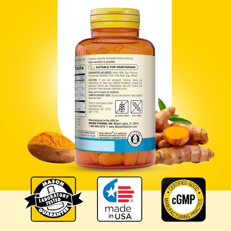 MASON NATURAL Magnesium & Vitamin D3 with Turmeric, 60 Day Supply Dietary Supplement with 500 mg Magnesium, 3000 IU Vitamin D3, and 150 mg Turmeric - Image 6