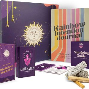 Purple Canyon Meditation Starter Kit | Sage Smudge Kit Includes Manifestation Journal, Affirmation Cards, Sage, and Palo Santo | A Guide to Meditation for Beginners