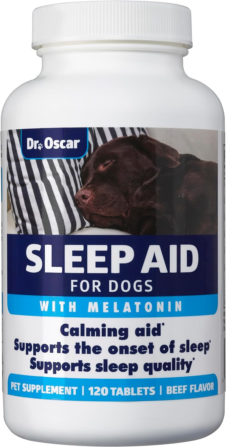 Dog Sleep Aid for Dogs, Better Than Melatonin or Calming Chews Only, Best Sleeping Pills + Melatonin, 120 Tablets, Puppy Sleep Aid, USA