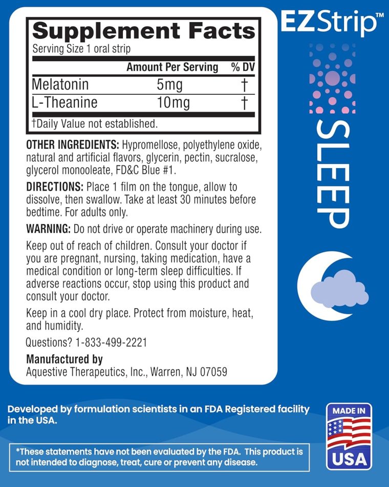 Sleep Aid Supplement - Berry Flavor, 30 Count - Dissolving Sleep Strips with Melatonin and L Theanine for Support with Falling Asleep - Made in The USA, Sugar and Gluten-Free - Image 6