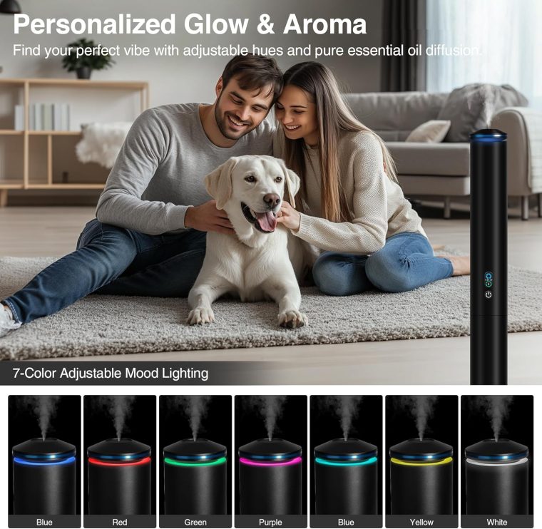 Waterless Scent Diffuser Starter Kit - 2000 Sq Ft Coverage, Luxury Hotel Scent Diffuser, Diffusers for Essential Oils Large Room, Included 5 Scent Oils, Remote Control, Black, 40In - Image 4