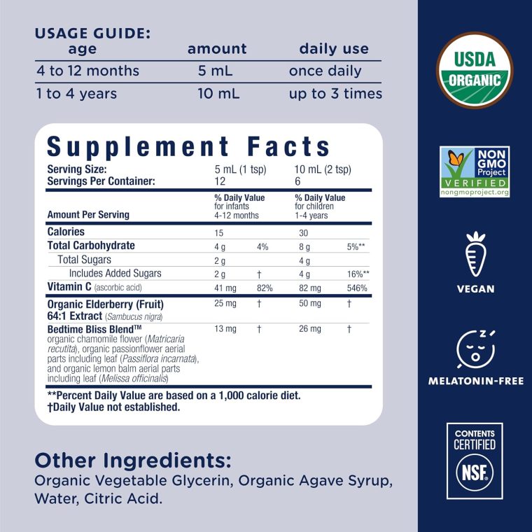 Mommy's Bliss Organic Baby Bedtime Drops + Overnight Immunity Support*, Promotes Restful Night, Melatonin Free, Age 4 Month+, 2 Fl Oz - Image 5