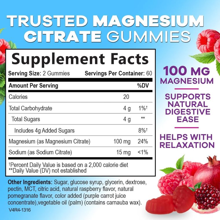 Magnesium Gummies Supplement - High Absorption Magnesium Citrate Supplement for Adults & Kids - Nature's Calm Magnesio Gummy Dietary Supplements for Bone, Muscle Health, Heart Support - 120 Gummies - Image 2