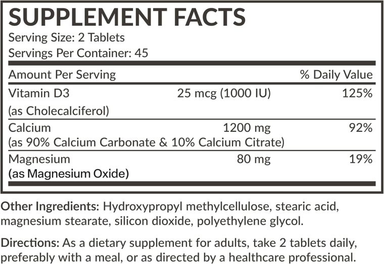 Futurebiotics Calcium 1200 MG Per Serving Sustained Release with Vitamin D3 1000 IU Per Serving Non-GMO, 90 Vegetarian Tablets - Image 6