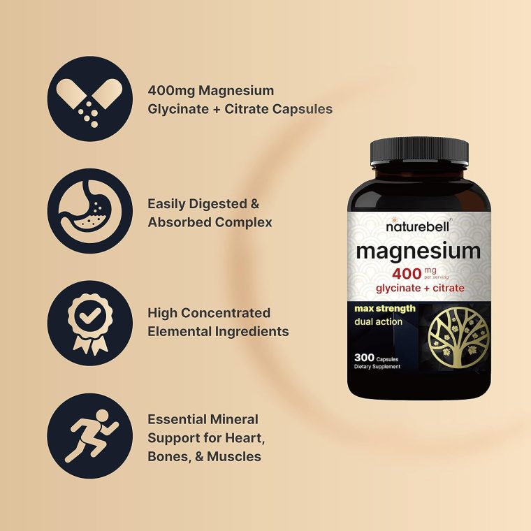 Magnesium Complex 400mg, 300 Capsules | Glycinate, Citrate | Chelated & Purified | Bone, Heart & Digestion Support | Non-GMO - Image 3