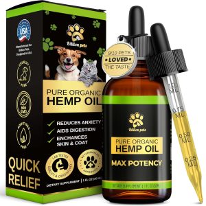 Hemp Oil for Dogs and Cats - Helps with Anxiety, Pain, Stress, Sleep, Arthritis, Seizures Relief - Hip and Joint Support - Calming Drops Treats