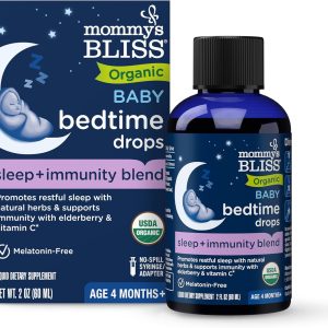 Mommy's Bliss Organic Baby Bedtime Drops + Overnight Immunity Support*, Promotes Restful Night, Melatonin Free, Age 4 Month+, 2 Fl Oz