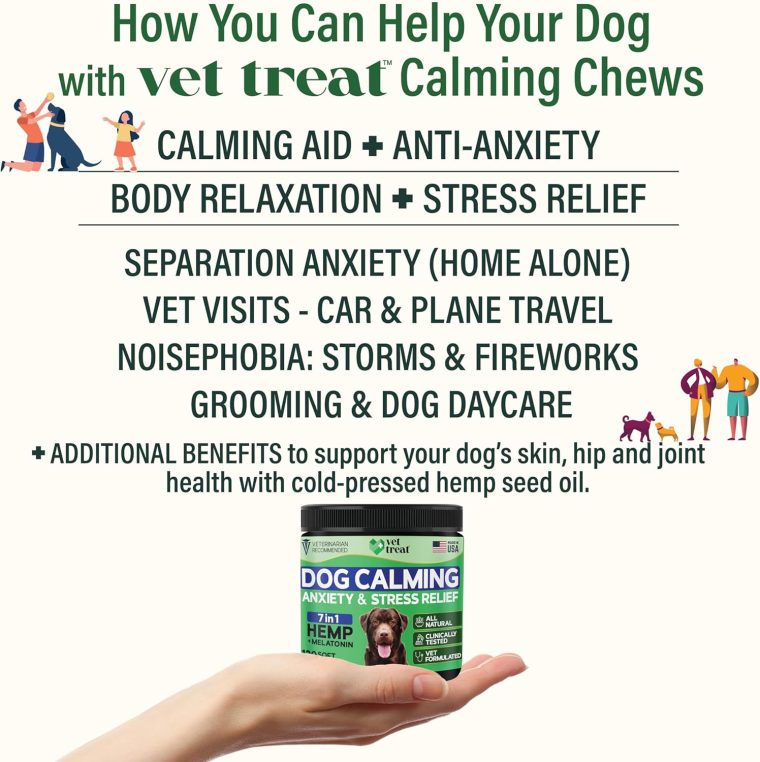 Hemp Calming Chews for Dogs - Dog Calming Chews - Anxiety Relief Treats with Melatonin - Advanced Stress Relief, Separation Aid, Barking, Thunder, Fireworks, Travel - Made in USA - 120 Soft Chews - Image 2