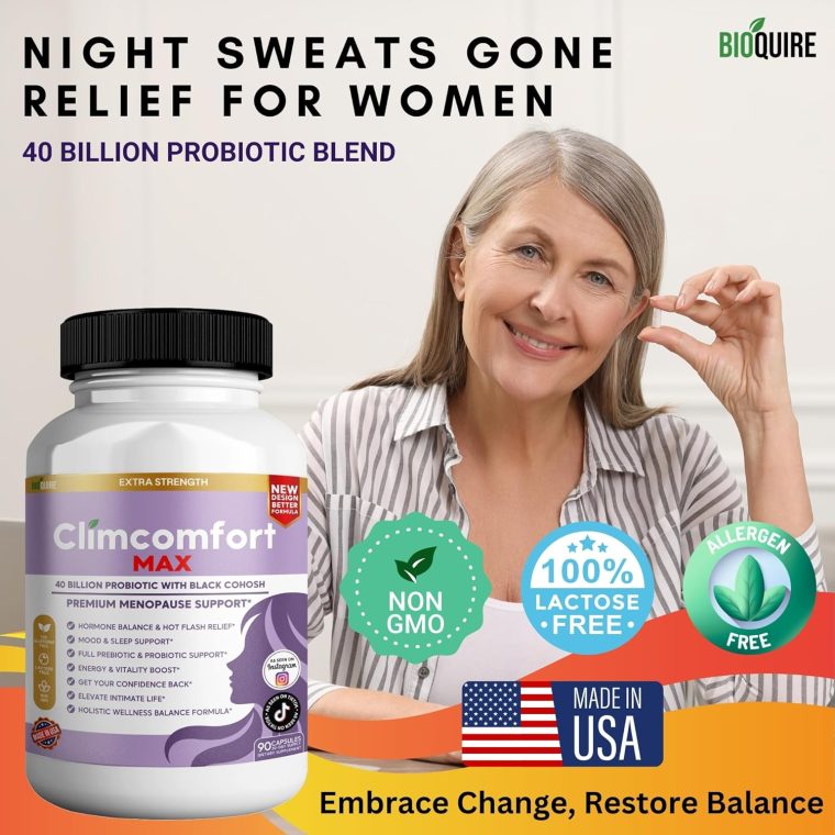 Climcomfort Max Menopause Support, 40 Billion Probiotic with Black Cohosh, 90 Capsules, Hormone Balance and Hot Flash Relief (1) - Image 7