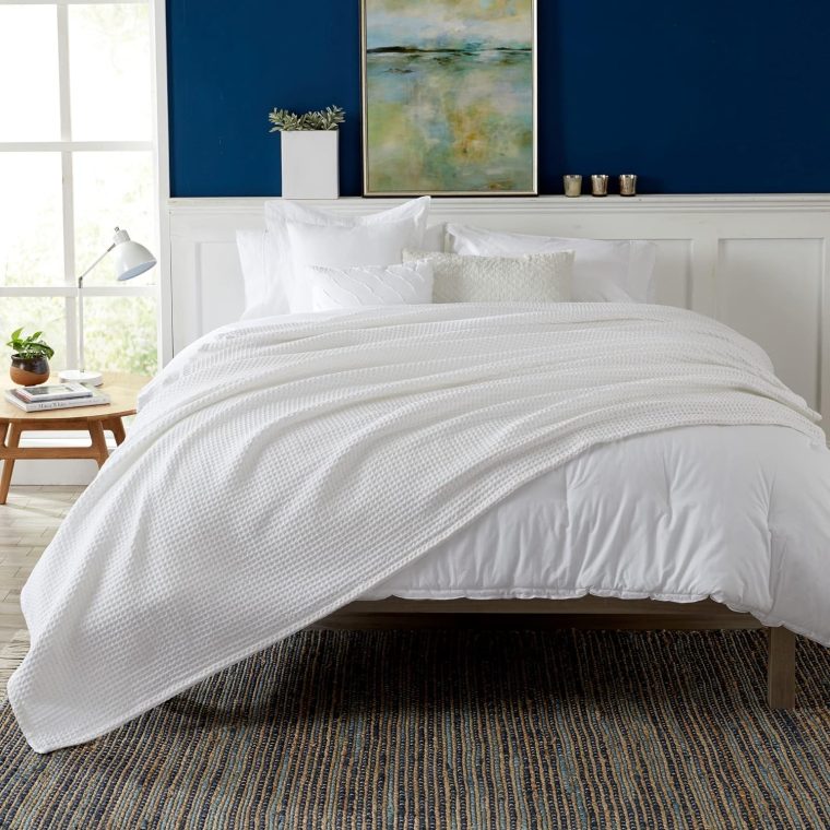 100% Cotton Waffle Weave Bed Blanket | Soft, Breathable, and Lightweight Blanket for All-Season | Perfect for Layering | Brielle Collection (King, White) - Image 2