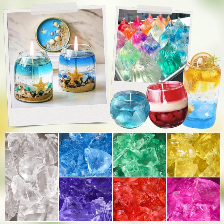 Jelly Candle Making Kit,9pcs Gel Wax -7 Colors Candle Making kit，Includes Wax Wicks Wick Stickers，Wooden Wick Holders and More，DIY Starter Candle Making Kit 2.8LB/45oz - Image 7