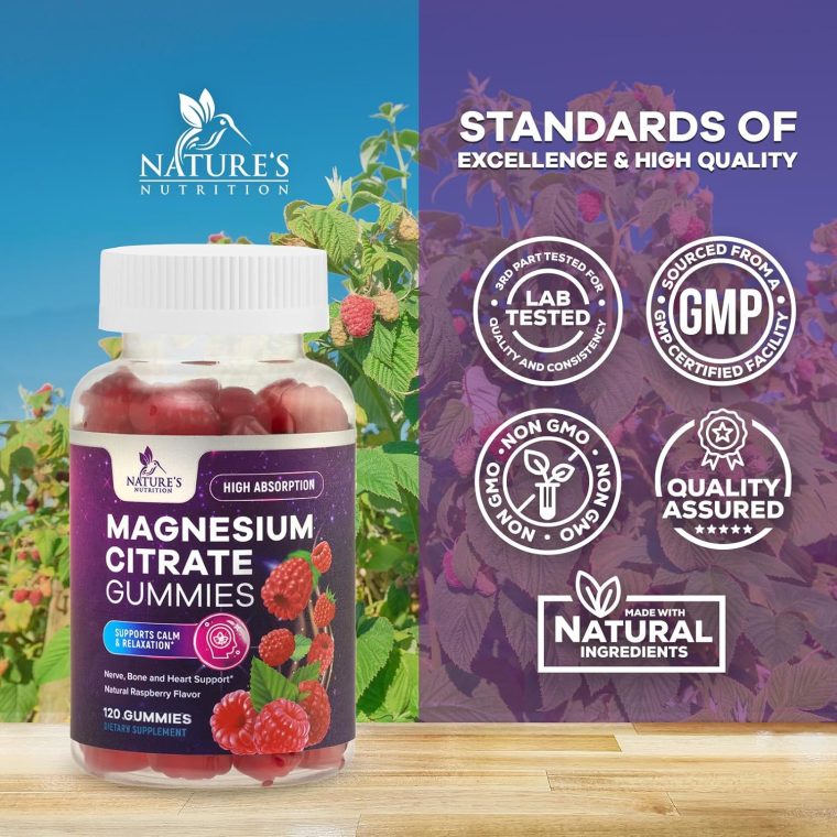 Magnesium Gummies Supplement - High Absorption Magnesium Citrate Supplement for Adults & Kids - Nature's Calm Magnesio Gummy Dietary Supplements for Bone, Muscle Health, Heart Support - 120 Gummies - Image 4