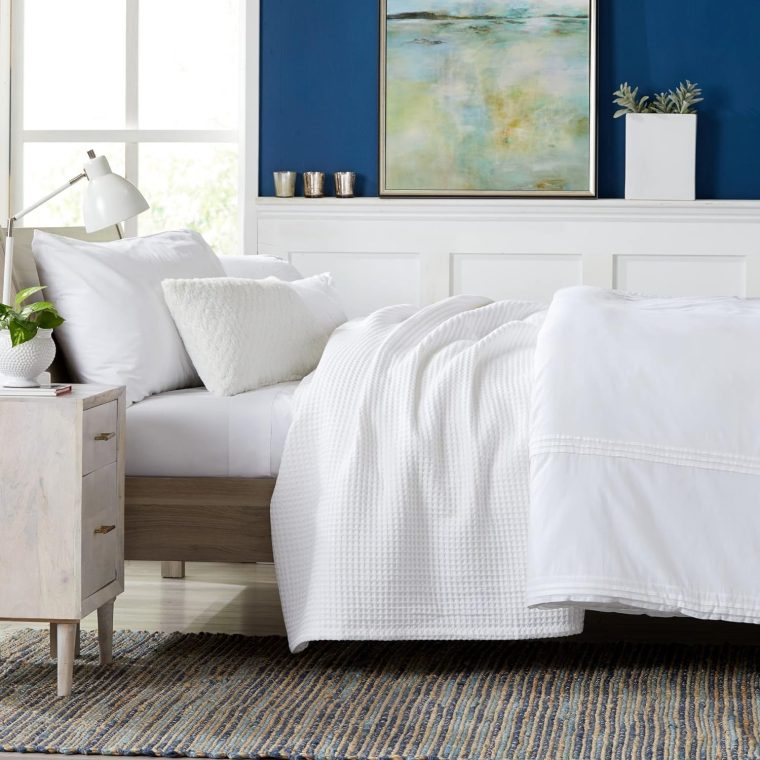 100% Cotton Waffle Weave Bed Blanket | Soft, Breathable, and Lightweight Blanket for All-Season | Perfect for Layering | Brielle Collection (King, White) - Image 4