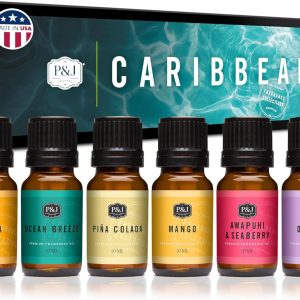P&J Trading Fragrance Oil Caribbean Set | Pina Colada, Awapuhi Seaberry, Papaya, Mango, Ocean Breeze, Orchid Candle Scents for Candle Making, Freshie Scents, Soap Making Supplies, Diffuser Oil Scents