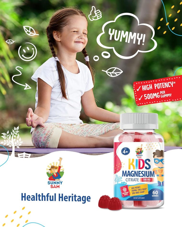Sugar-Free Magnesium Gummies for Kids & Teens - 500mg Calm Magnesium Citrate Gummies - Kids Magnesium Gummies - Chewable Magnesium Gummy Supplement - 60 Gummies - Image 6