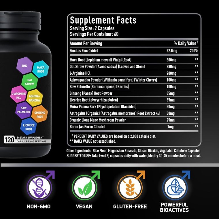 Fertility Supplements for Men - Zinc, Maca, Ashwagandha, L-Arginine - Male Vitality Conception for Him - Count and Motility Pregnancy Aid - Vitamins and Male Fertility Support Supplement - 120 Pills - Image 5